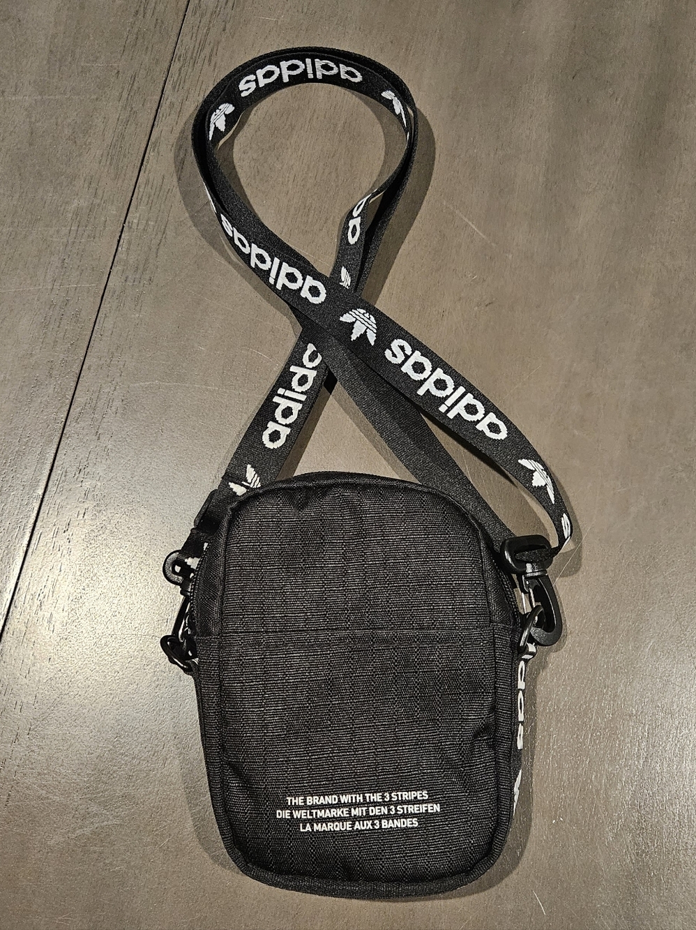 adidas Black Mini Trefoil Shoulder Pouch with Logo Strap - Picture 4 of 7